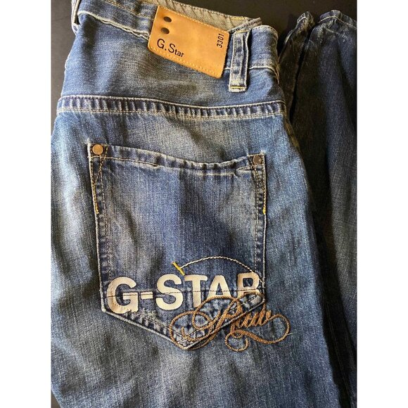 G. Star 3301 Straight Denim Button Fly Jeans Mens 33 x 32 Casual Outdoors - Picture 2 of 11